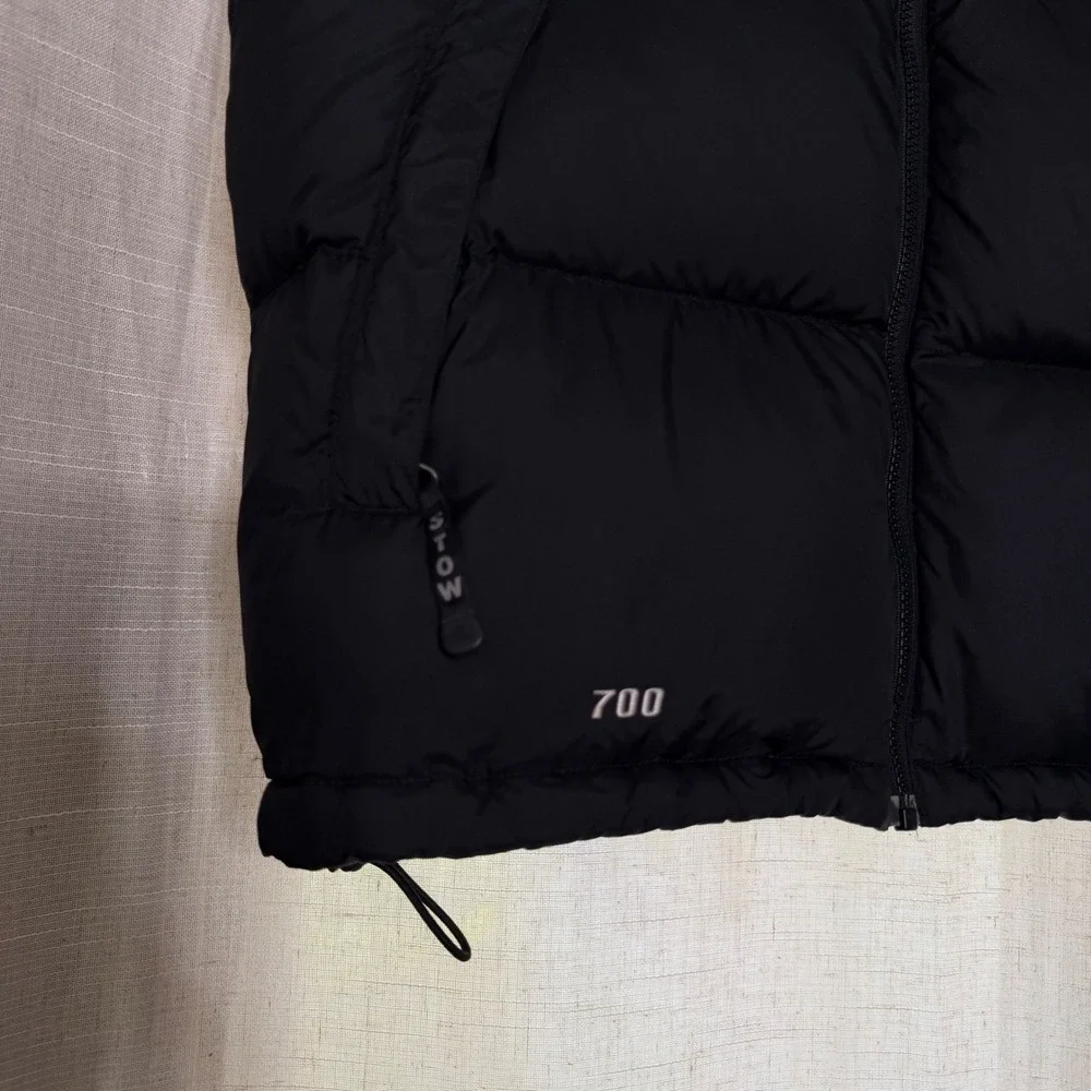 Vintage North Face Nuptse 700 Down Puffer Vest Packable Hood Men's Large Black